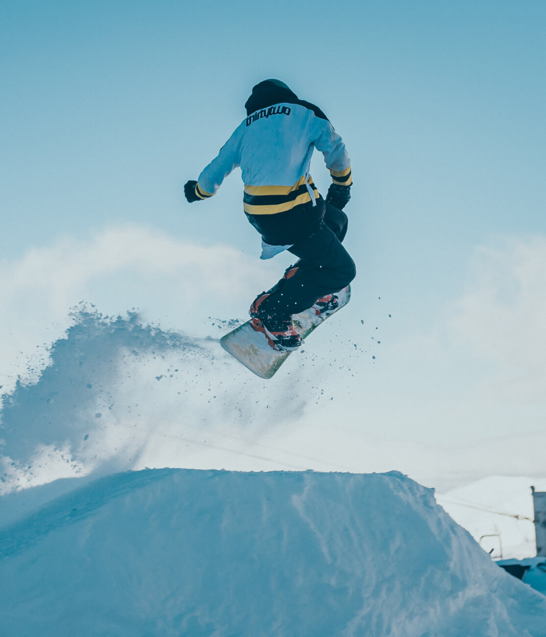 a snowboarder in the air